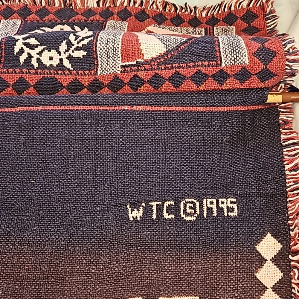Vintage 90's Apples and Welcome Knit Tapestry Wall Hangings